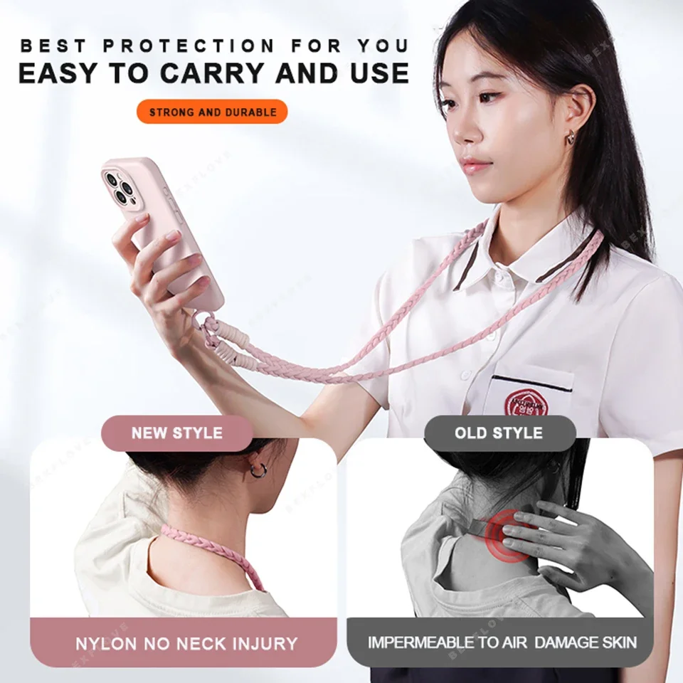 Liquid Silicone Protective Crossbody Phone Case with Magnetic Closure and Adjustable Strap