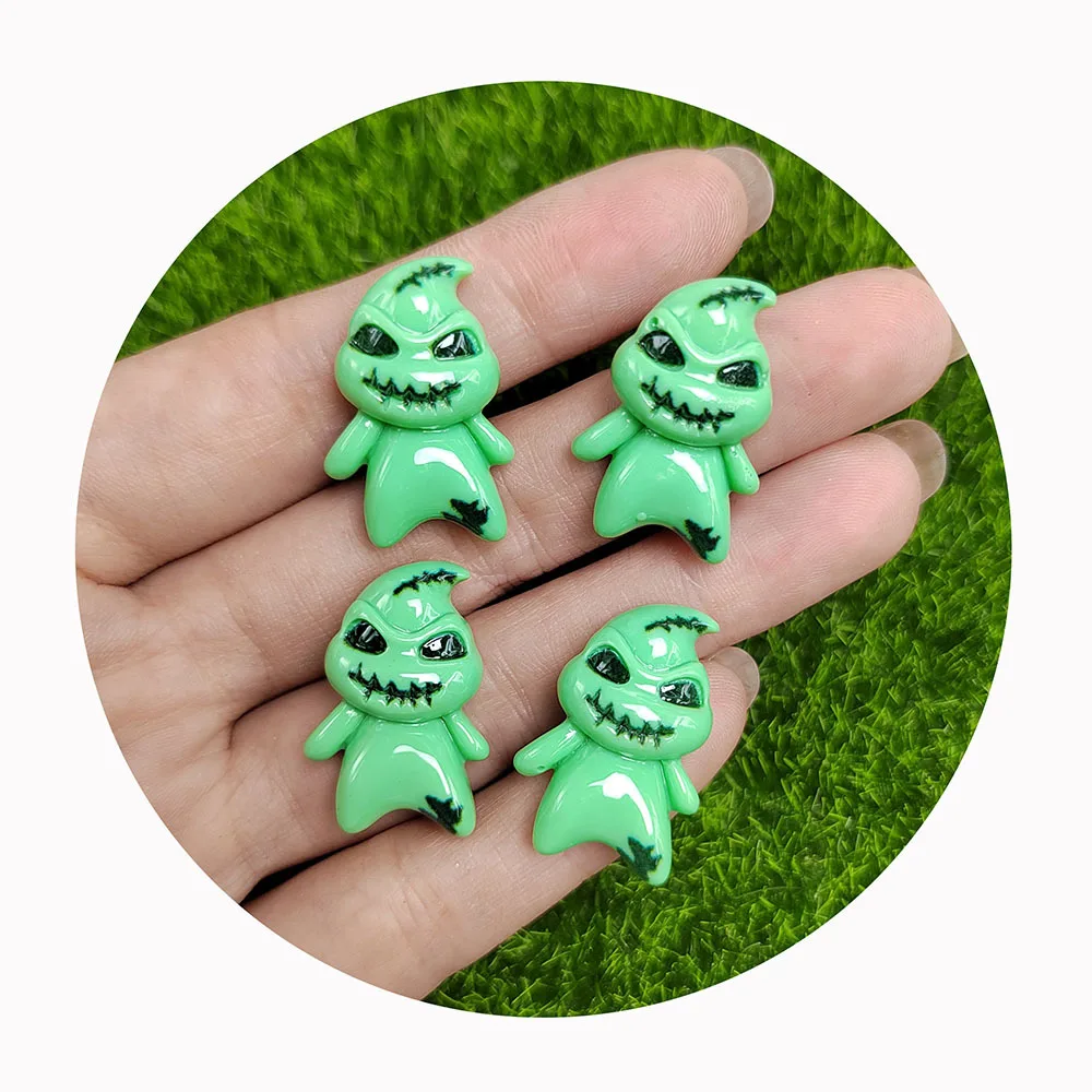 Halloween Green Ghost Flat Back Resin Figurines DIY Scrapbook Bow Accessories Home Crafts