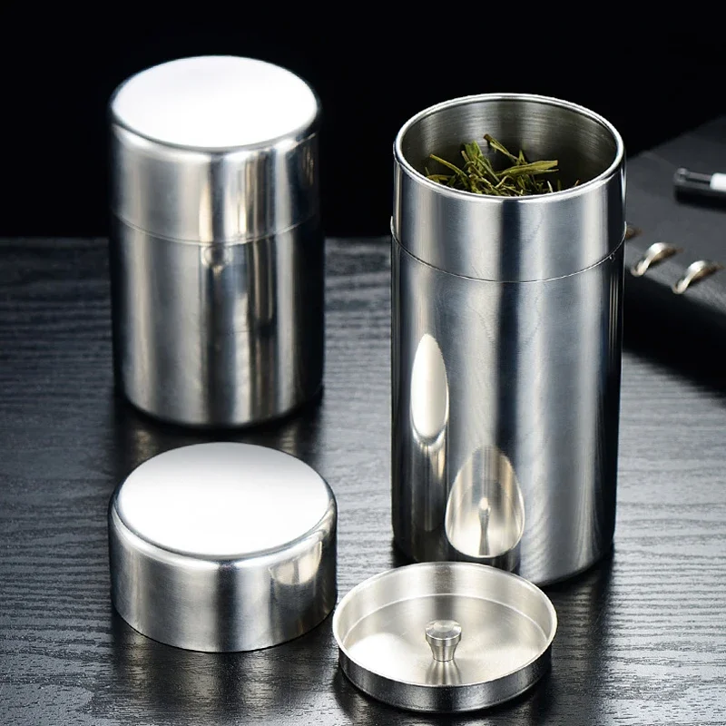 304 Stainless Steel Tea Coffee Sugar Storage Container with Airtight Double Lids Tea Organizer for Loose and Bags Spice tea tin box tea canister airtight container tea bag organizer coffee condiment organizer