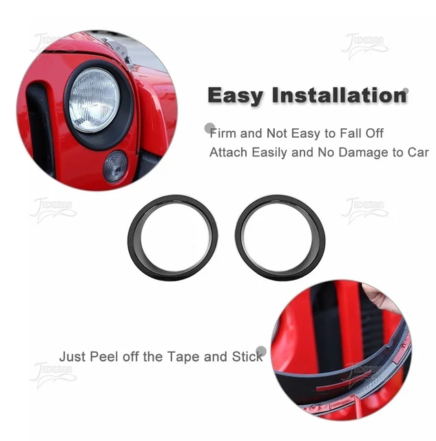 Coperture Fari Anteriori Per Jeep Wrangler JK/JKU 2007+ - Nero, ABS, Facile Installazione