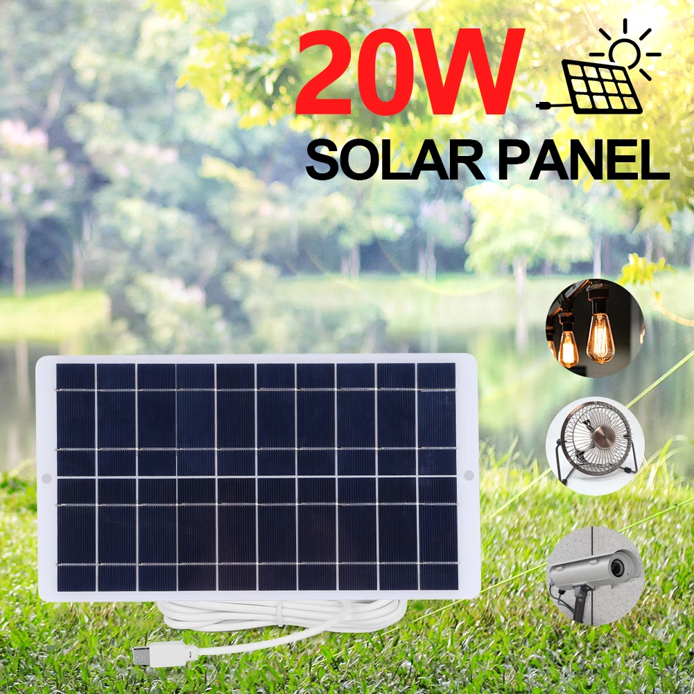 Portable Solar Charger with USB and Battery Stabilizer - 20W/10W Solar Panel