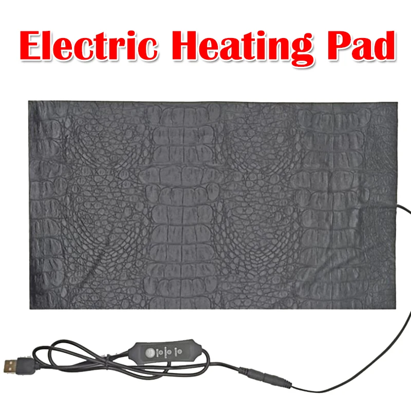 

1pcs USB Electric Heating Pad 3 Modes Adjustable Temperature PU Leather Crocodile Pattern Heated Pads for Pet Neck Waist Back