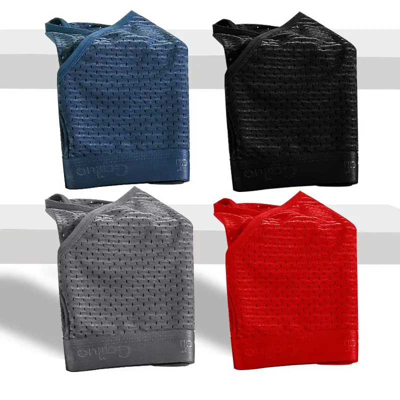 

4PCS/Lot Mesh Hole Graphene Men Brief Underwear Men Panties Sexy Low Waist Male Briefs Underpants Comfortable Breathable 2023