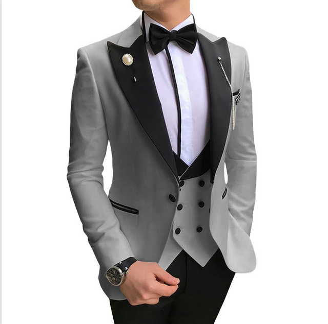 2023 Men 3 Pieces Suits For Men Custom Made Groom Groomsmen Tuxedos Wedding Men Suit Terno Masculino(Jacket+Pant+Vest) - same as photo 1, XXL
