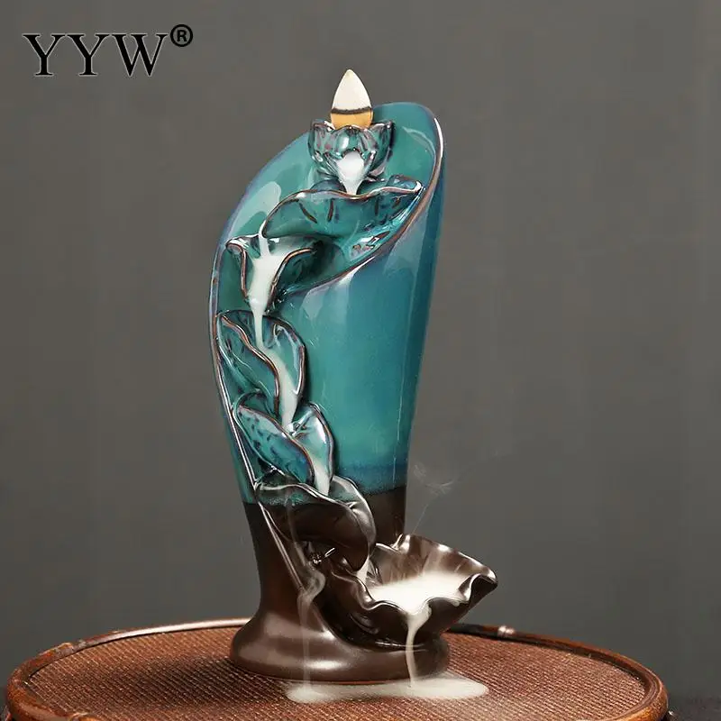 

Burner Mountain River Ceramic Incense Holder Creative Backflow Waterfall Aromatherapy Smoke Reflux Stick For Calming Relaxing