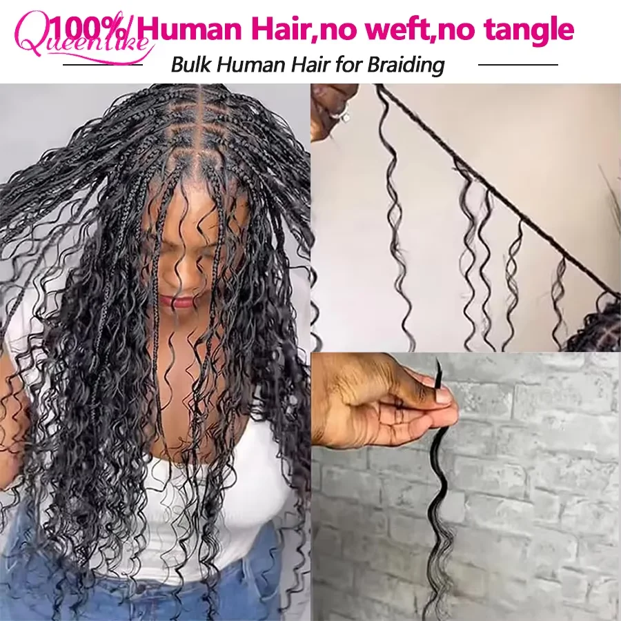 100% Human Hair Bulk Deep Wave For Braiding Deep Curly No Weft Brazilian Remy Hair Extensions 50/100g Unprocessed Remy Bulk Hair 5
