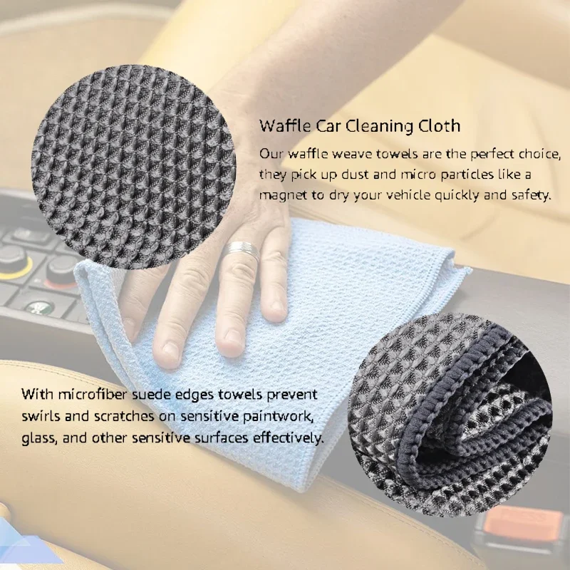 1/4/8Pcs Large Waffle Weave Matter Microfiber Drying Towel Car Cleaning Detailing Interior Window Cloth Quick Dry 14.5&times;15Inch