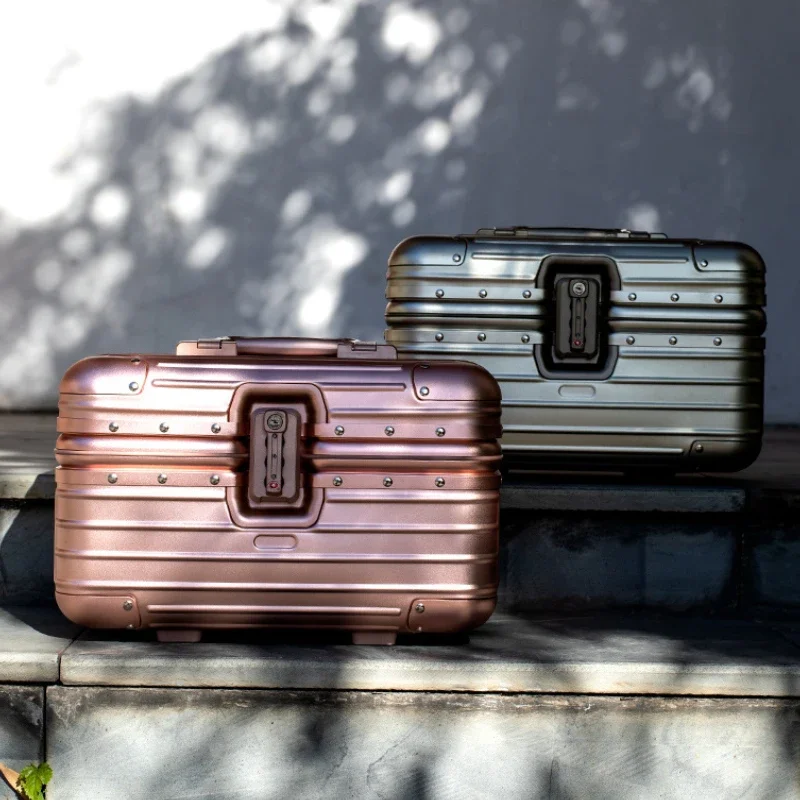 12/17 Inch Metal Aluminum Magnesium Alloy Small Makeup Tool Wash Beauty Bag Cosmetic Case Motorcycle Bag Motorized Tailstock Box