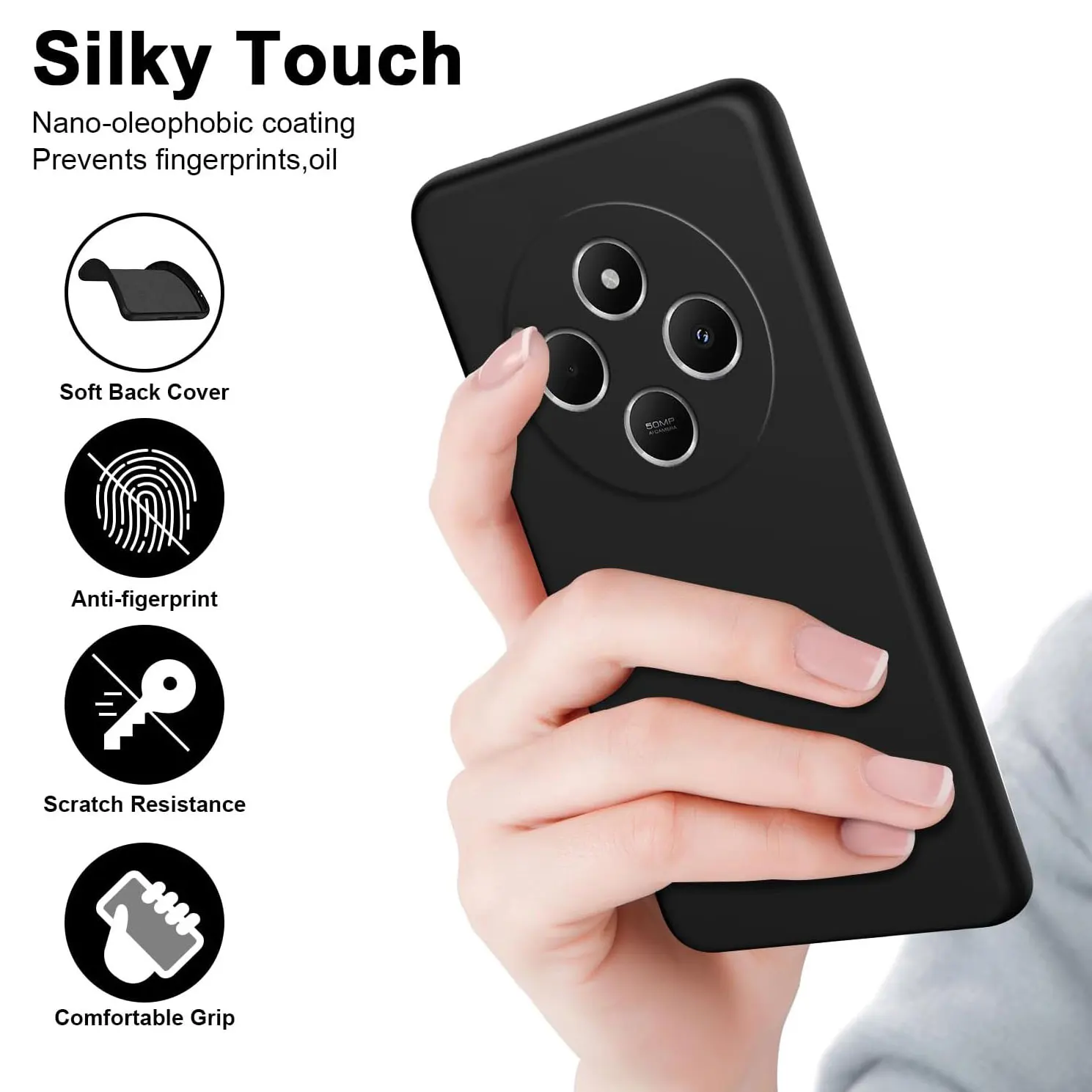 Slim Black Shockproof Protective Silicone Phone Case