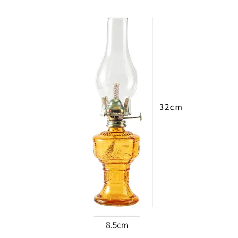 Rustic Oil Lamp Lantern Vintage Glass Kerosene Lamp Chamber Oil Lamps for Indoor Use Home Decor Lighting Oil Lantern
