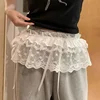 Korean Lace Mini Skirt Women Y2K Streetwear Lace Up Ruffles Skirt Summer Harajuku Kawaii High Waist Pleated Black Skirts Ladies 3