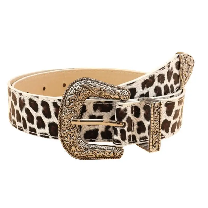 Gothic Retro Damen Gürtel Mode Lässig Vielseitig Jeans Zubehör Gürtel Silber Dornschließe Leopardenmuster Pu Leder Bund – Detail 9