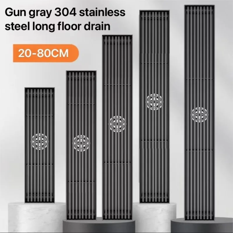 ปืนสแตนเลสหนา304ชั้นสีเทายาวระบายน้ำห้องน้ำห้องน้ำการกระจัดขนาดใหญ่ชั้นระบายน้ำและป้องกันกลิ่นแมลง 1