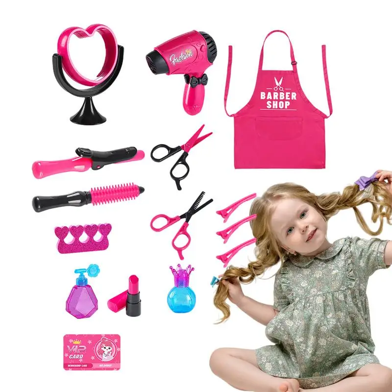 

Pretend Hair Styling Set Beauty Salon Set for Girls Children Play House Hairdressing Tool Set Simulation Hair Dryer Curling Iron