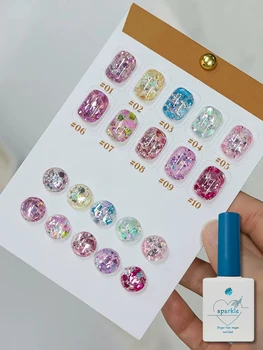 1-10pcs 12ml Holographic Mix Sequins Gel Nail Polish, Colorful Glitter UV LED Soak Off, Long Lasting Sparkly Nail Art Varnish 1