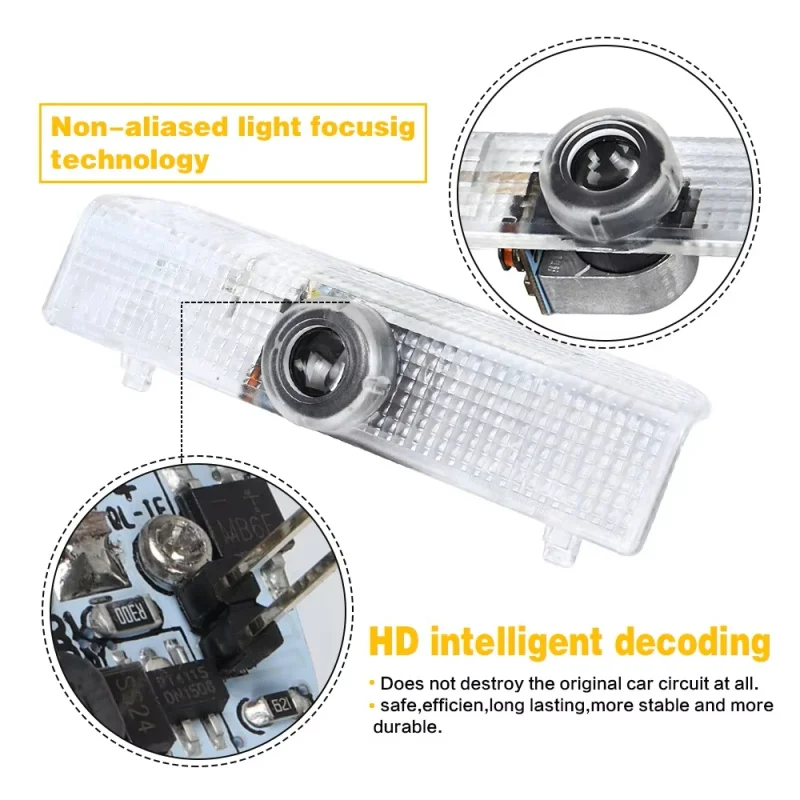 2x LED Door Light Step Courtesy Projector Ghost Shadow Laser Lamp For