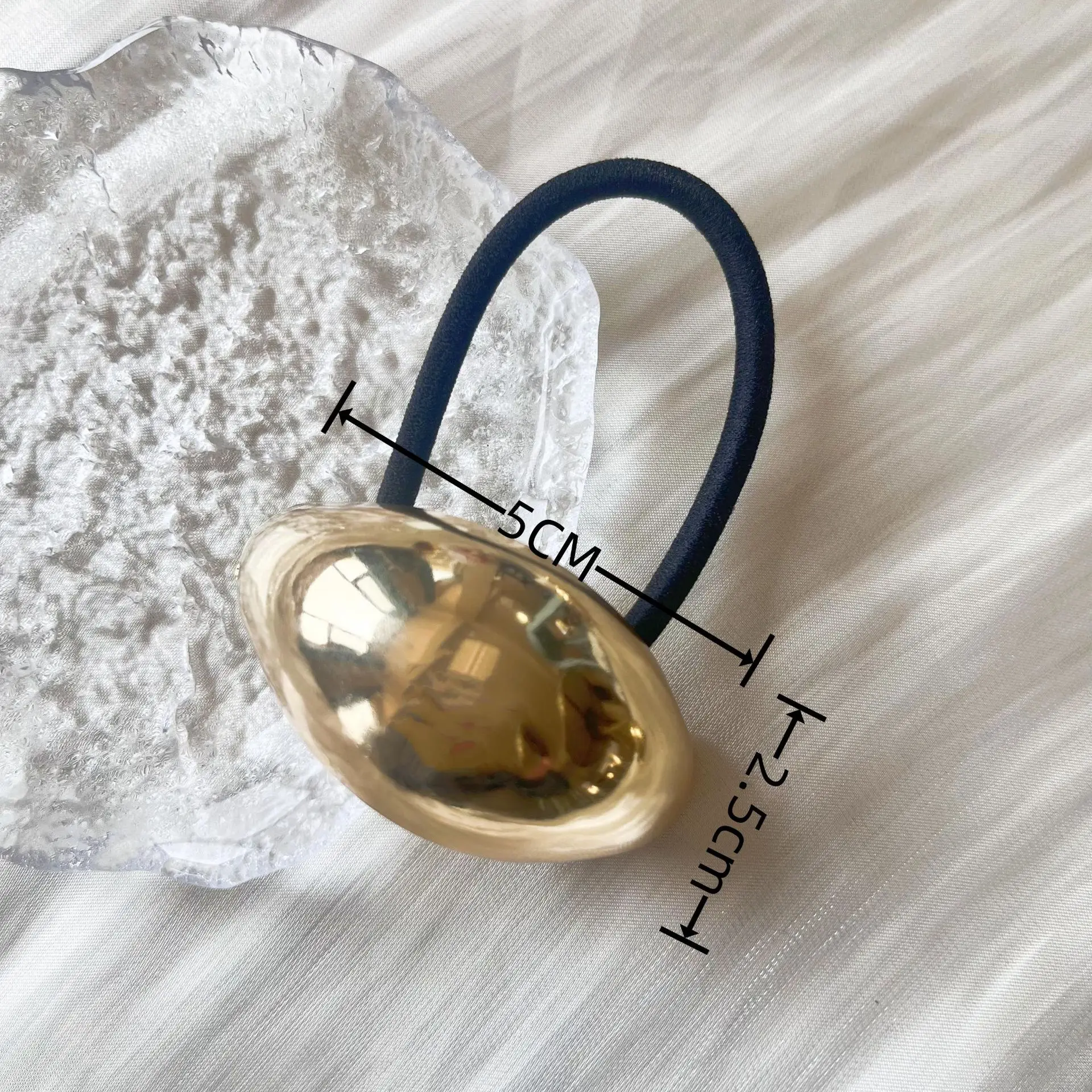Gold Color Dome Cuff Hairband Glossy Double Arch Elastic Ponytail Hair Pin Ties Rope Headwear Jewely Accessories Gift hair accessory jewelry accessories