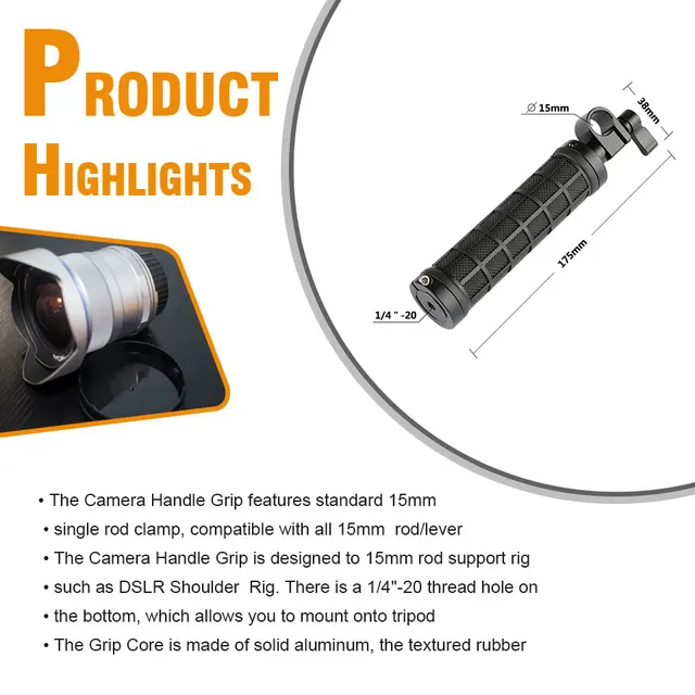 Camvateロッドクランプ15ミリメートルとハンドルグリップハンドヘルド  