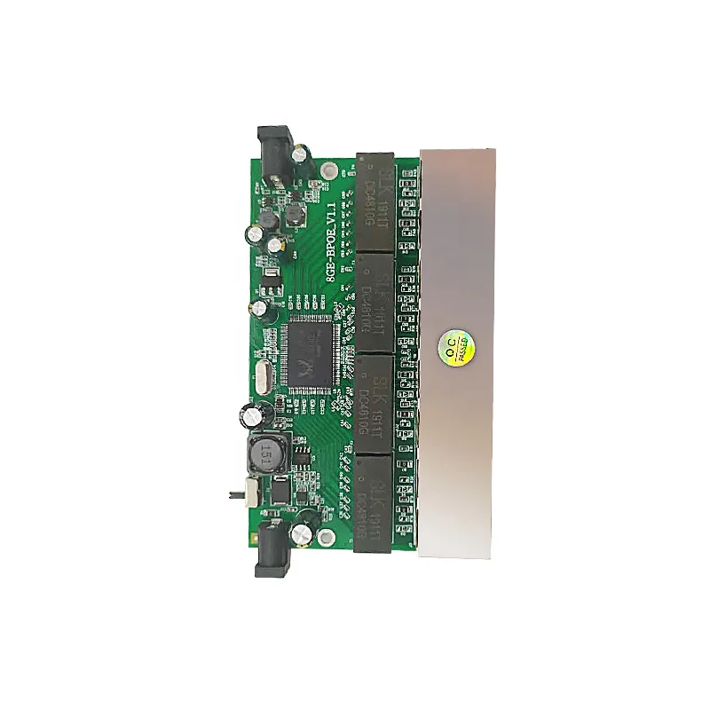 Wanglink FTTH GPON EPON Vlan 10/100/1000M 8 port Reverse POE Switch PCB, DC 12/24/48V in and out RPOE