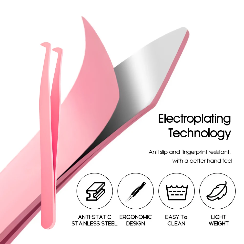 High Quality Premium Imported 402 Stainless Steel DIY Eyelash Makeup Tools Portable High-elasticity Lashes Tweezers for Personal 4