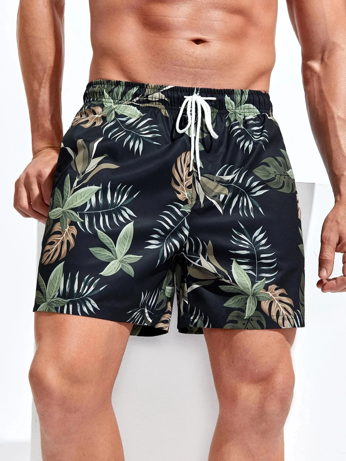 Men's quick-drying Hawaiian shorts with floral and leaf print 3D beachwear soft loose casual novelty summer novelty shorts 3
