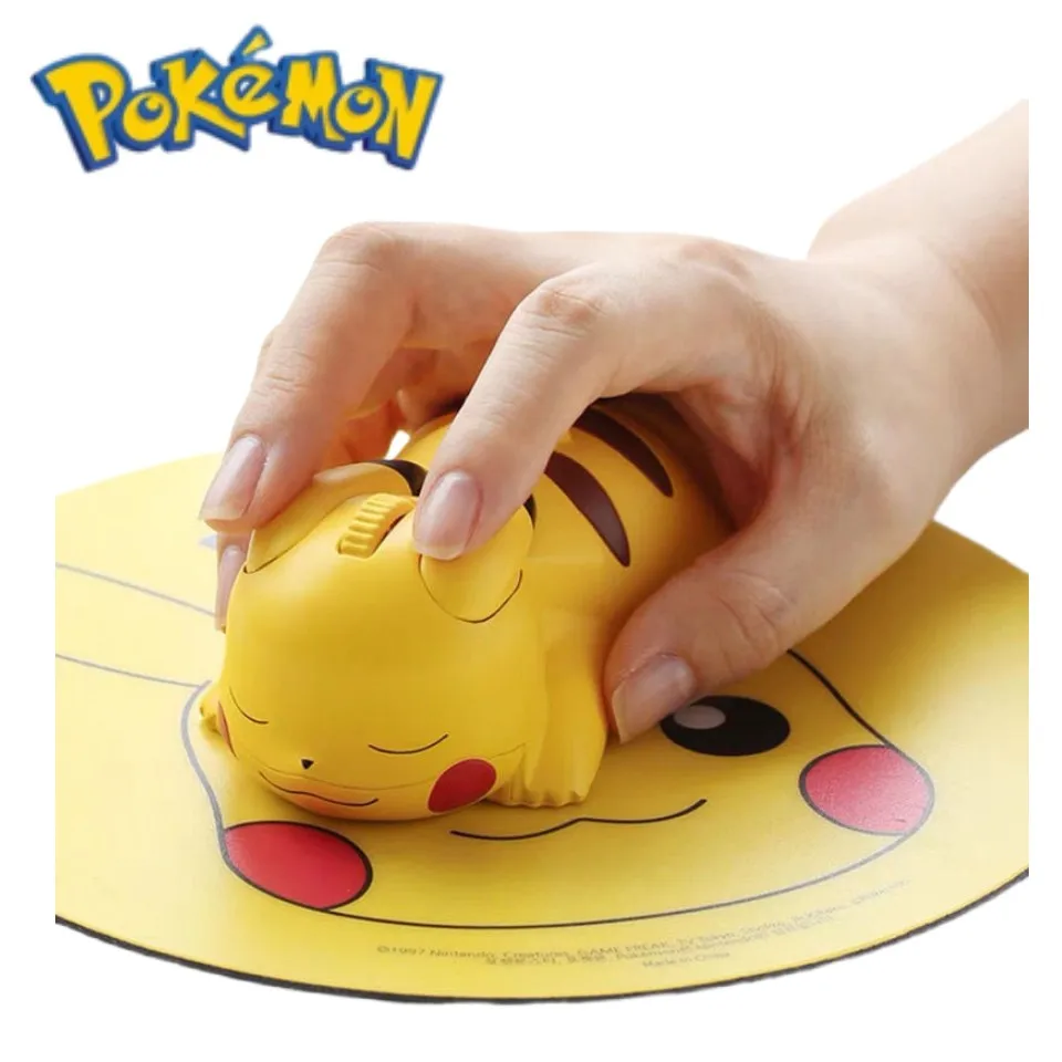 1 Set Pokemon Pikachu Figure PC Computer Laptop Bluetooth Wireless Mouse Anime Kawaii Pikachu