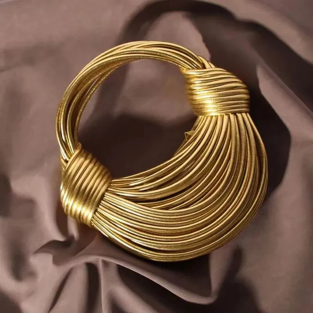 Handbags for Women 2024 New Gold Luxury Designer Brand Handwoven Noodle Bags Rope Knotted Pulled Hobo Silver Evening Clutch Chic 2
