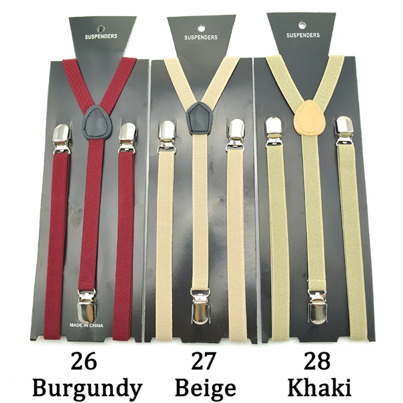 1.5cm Kids Suspenders BOYS/GIRLS Suspender Elastic Braces Slim Suspender 22 Colors Mix Y-back Suspenders Gallus