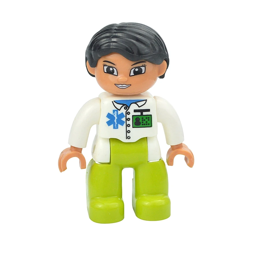 Jumbo Building Block Character Set - Farmer, Pirate, Worker, Doctor & Policeman Figures
