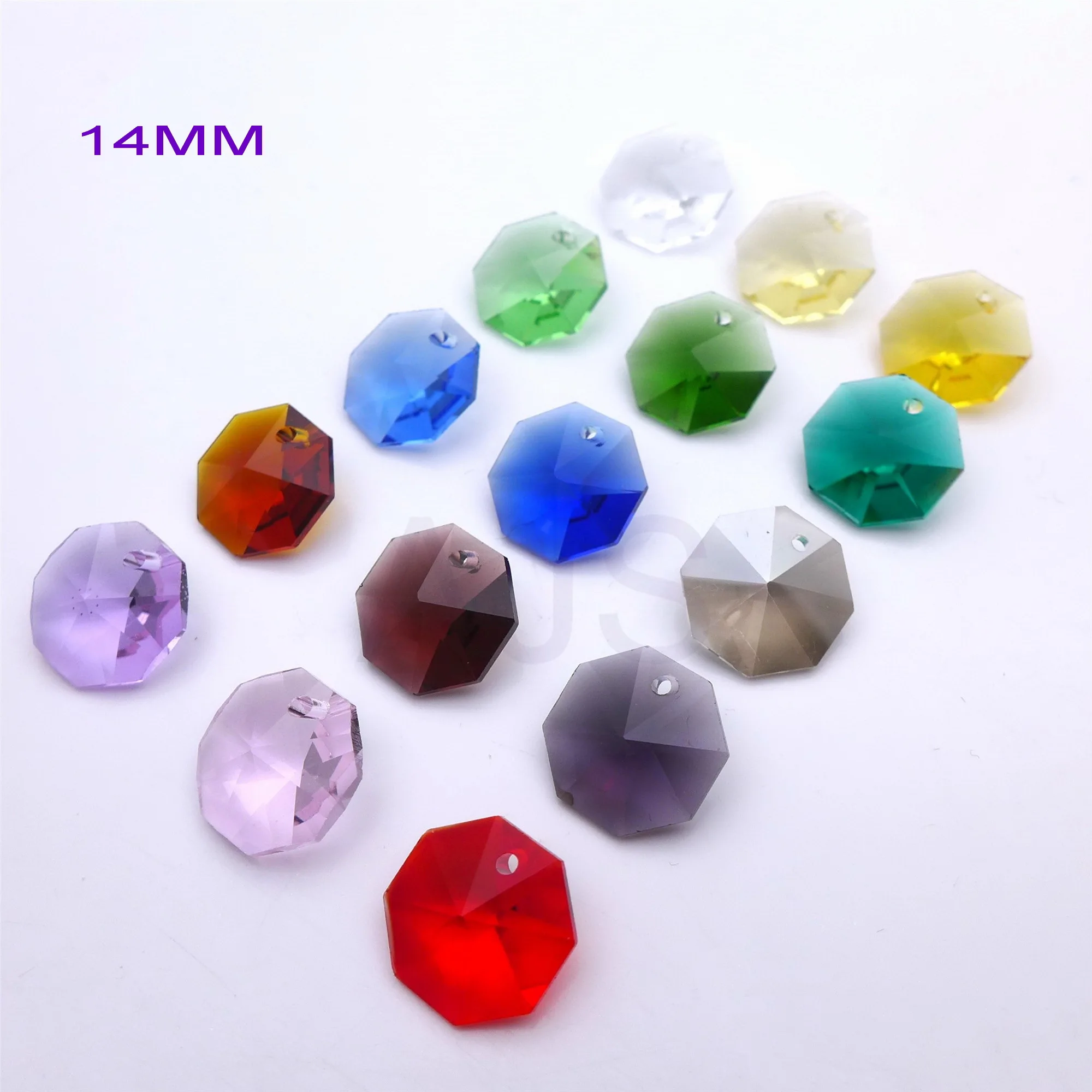 

14mm Crystal Ooctagon Beads One Hole Chandelier Accessories Ornament Jewelry Prims Earrings Necklace Chimes 108pc Free Shipping
