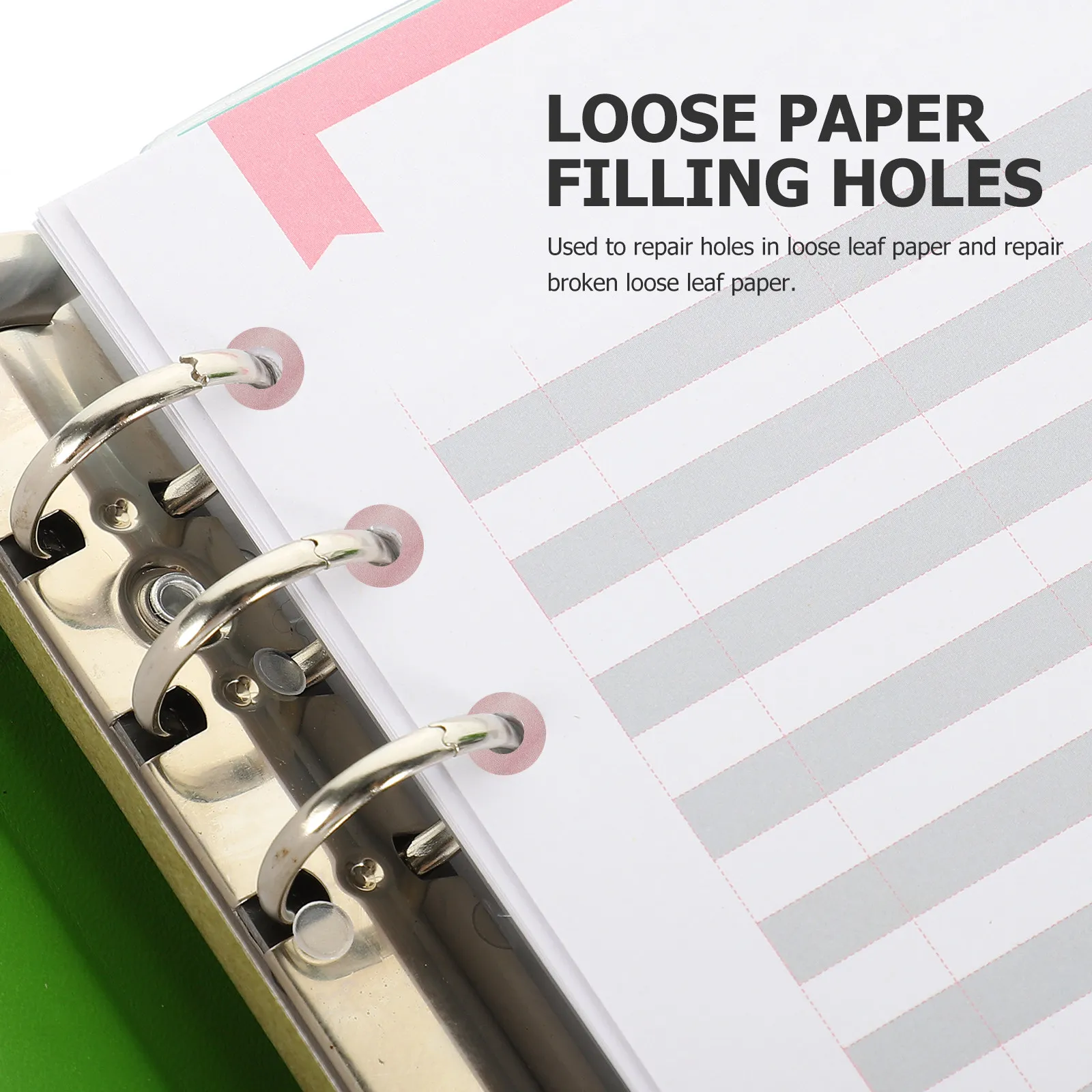 16매 강력 접착식 홀펀치 보강 스티커 (루즈리프 종이 바인더 수리용 홀펀치 보강)