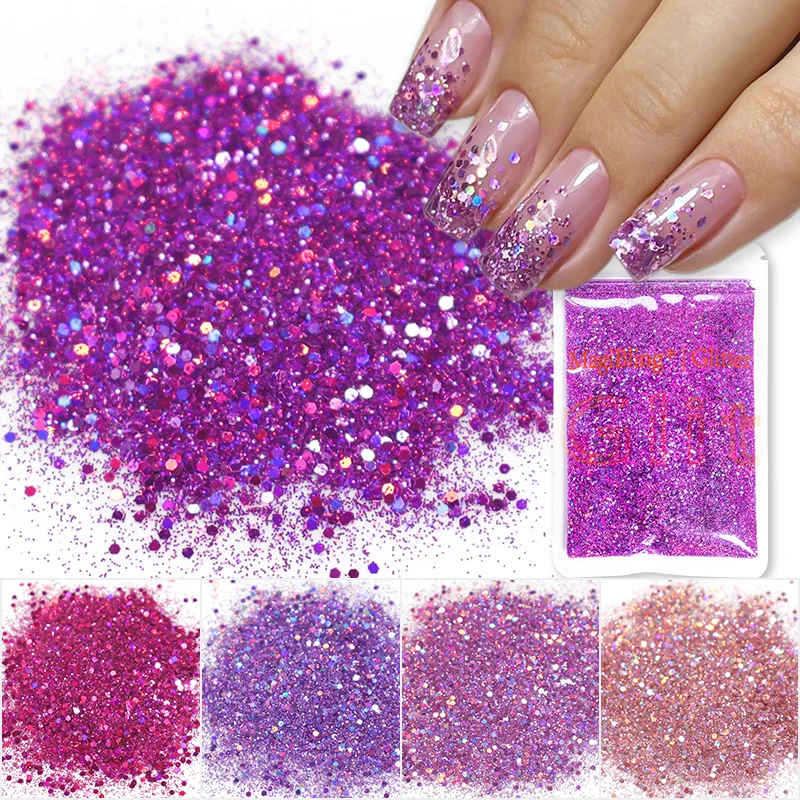50g holografisches Laser-Silber-Nagelkunst-Glitzer, gemischte Flocken, Pulver, Gold, glitzernde Pailletten, DIY-Handwerk, Nageldesign-Zubehör – Detail 6