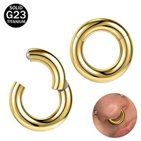 ZS 1PC G23 Titanium Hoop Earring for Men Gold Plated Circle Earring Large Gauge Seputm Nose Ring 2/4/6/8/10/12G Punk Earring 1