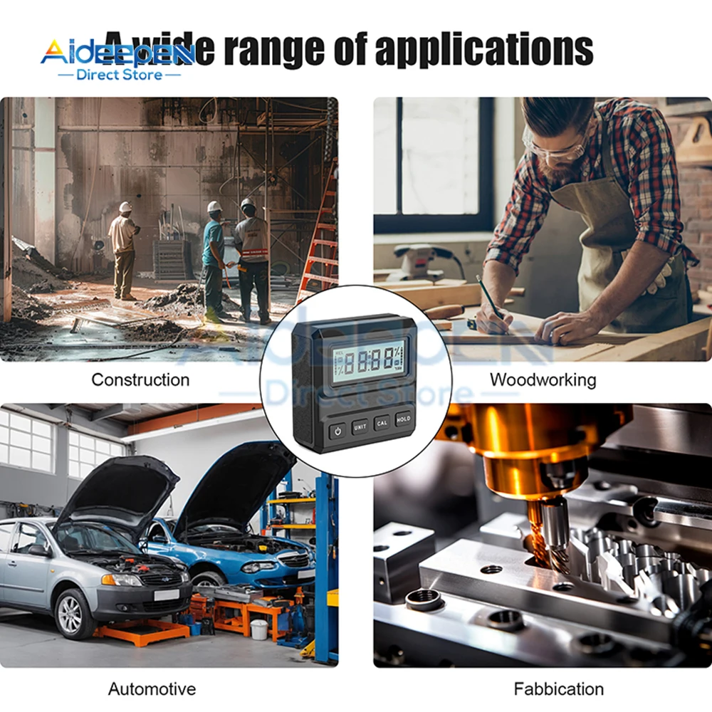 LCD Digital Angle Gauge HT-300C Magnetic Protractor Inclinometer Level Angle Finder Cube Level Box With Magnes