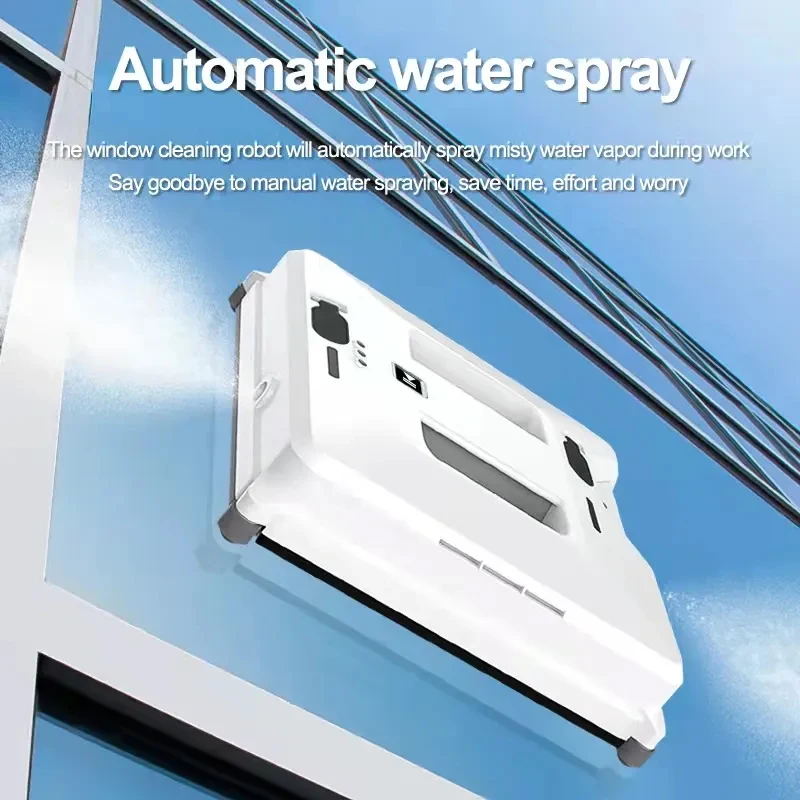 Robotic Window Cleaner Dual Water Spray, High Vacuum Suction Window Washing Machine Remote Control Wall Glass Cleaning Robot 4