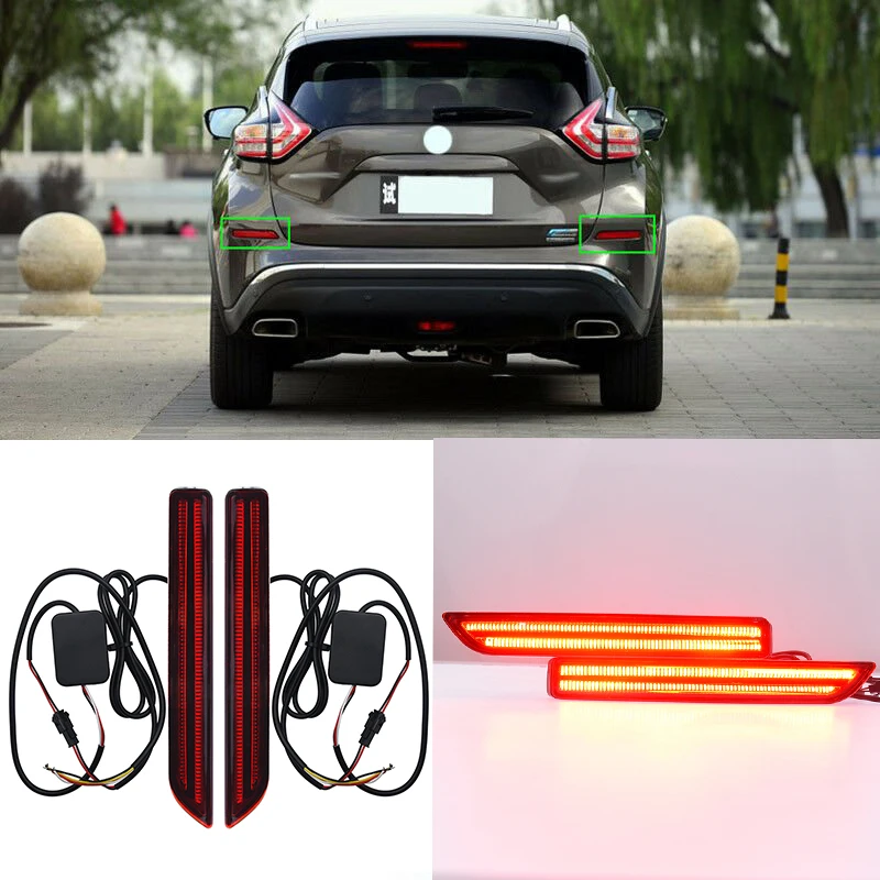

2PCS LED 12V Rear Bumper Reflector Lights For Nissan Murano 2016 2017 2018 Car Driving Warning Tail Lights DRL Auto Accessories