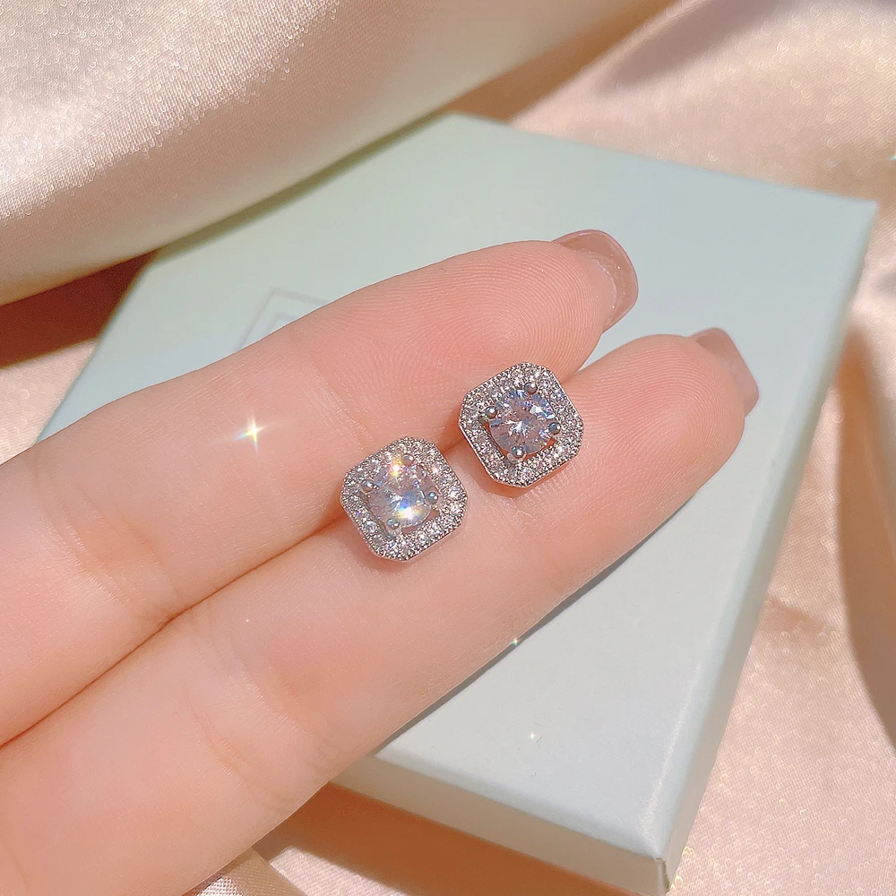 New Women's Jewelry Three-piece Simple Zircon Shape Earrings Necklace Adjustable Ring Party Jewelry Set