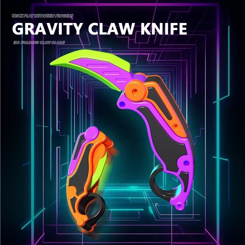 3D Carrot Gravitys Knife Decompression Toys Children Decompressions Push Card Small Toy 3D Printing Plastic Butterfly Claw Knife 2