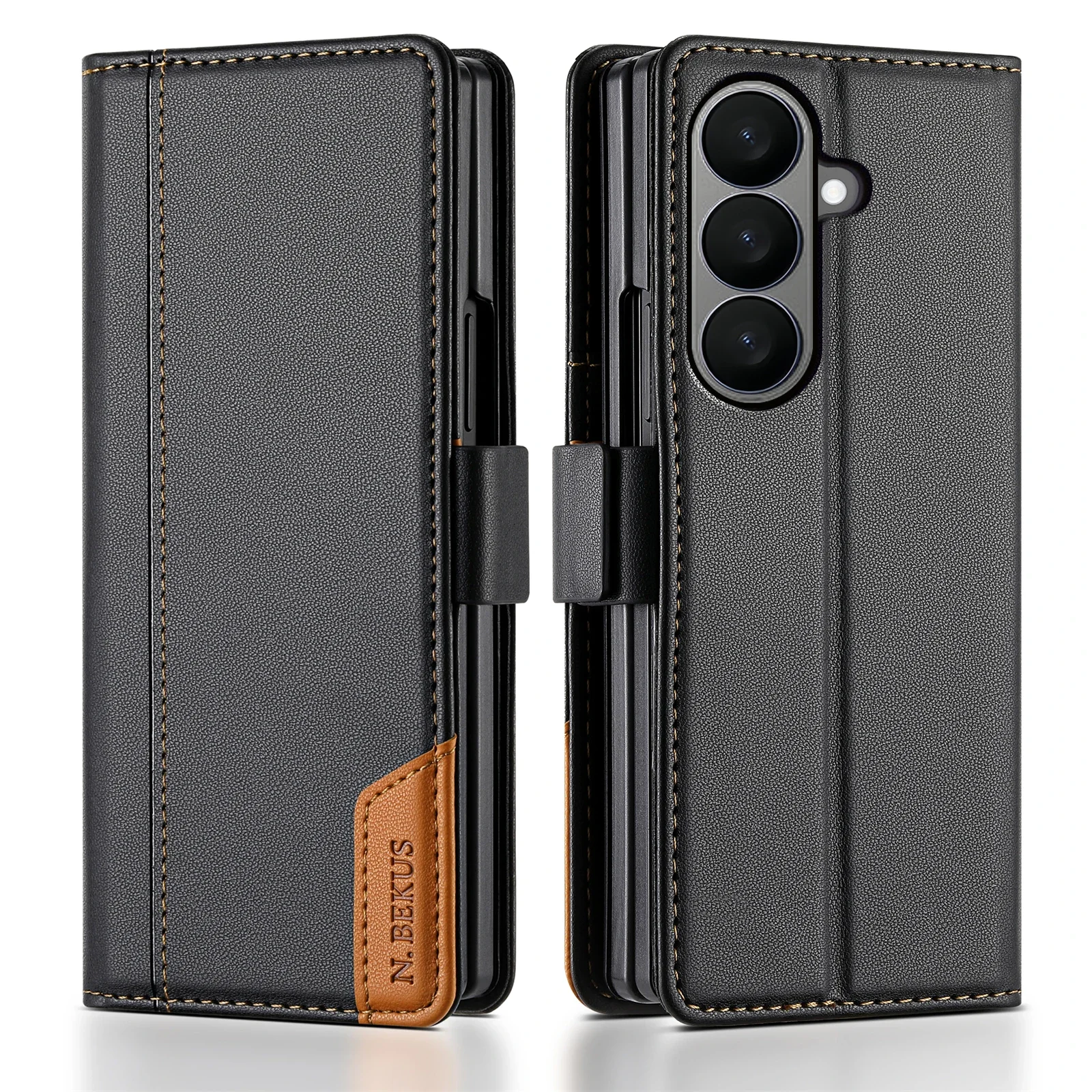Leather Magnetic Flip Wallet Phone Case with RFID Protection