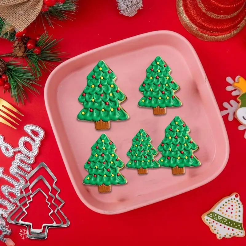 Christmas Cookie Cutters Festival Biscuit Cutter Mold Food-grade Cookie Cutters for Christmas Gingerbread Man Tree