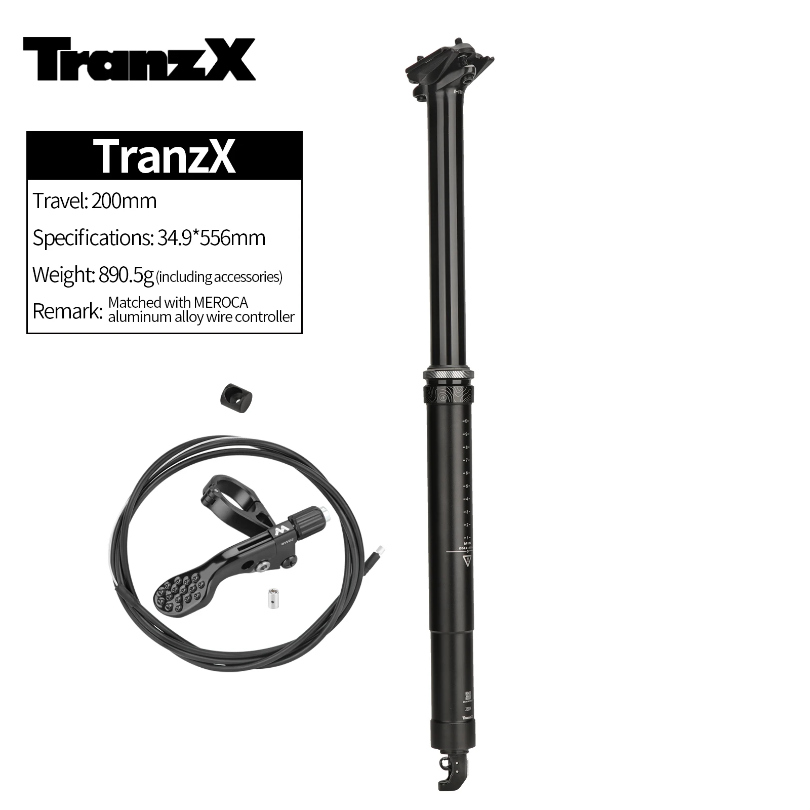 Tige De Selle Télescopique TranzX – 30.9mm X 365mm (Course 100mm) – Noire