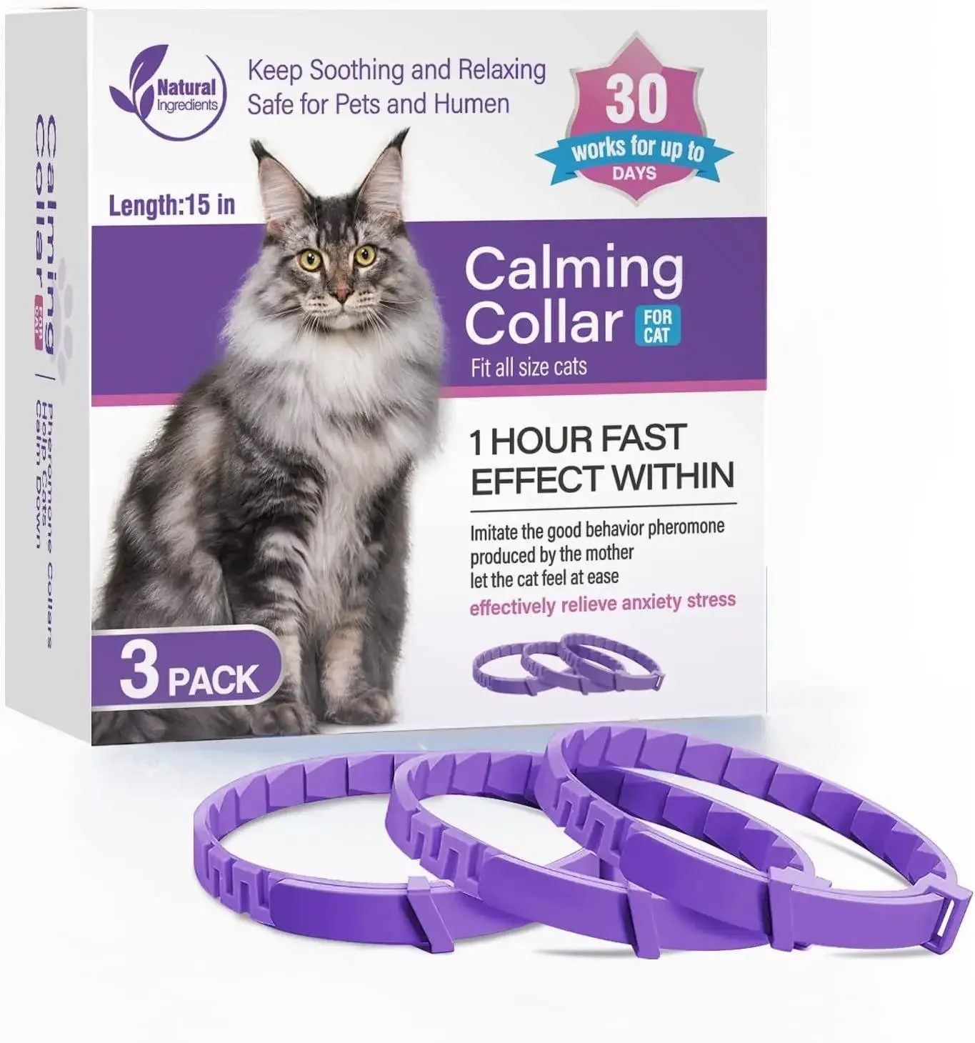 Pet Calming Collar For Cats Dogs Adjustable Anxiety Pheromone Reducing Pet Collar Lasting Natural Calm Relax Soothing Collars 2