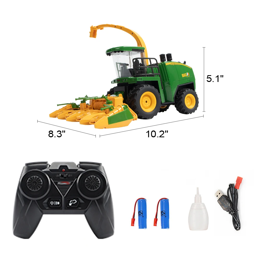 RC Mietitrebbia Giocattolo Radiocomandato Mietitrebbia, Trattore RC Harvester Grande Con Spruzzatura Luce E Suono 24 Ghz 124 Regalo Per Feste Per Bambini Dai 3 4 5 6 Anni In Su