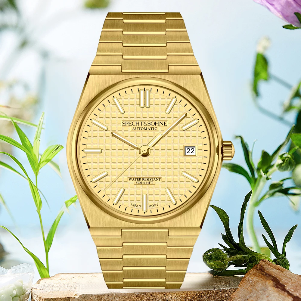 

Новое поступление, высококачественные механические часы для мужчин, светящиеся, 37 мм, водонепроницаемые классические золотые часы из нержавеющей стали