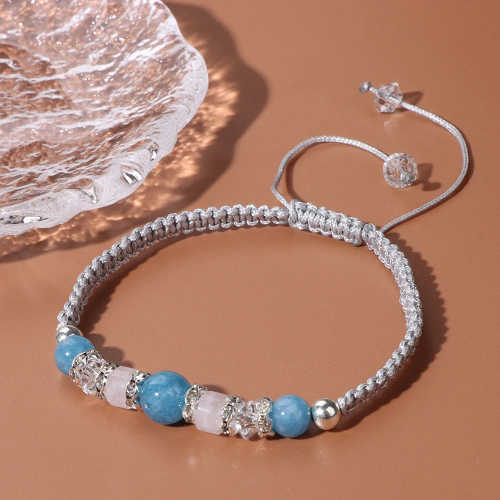 Rose Pink Quartzs Braided Bracelets For Women Men Natural