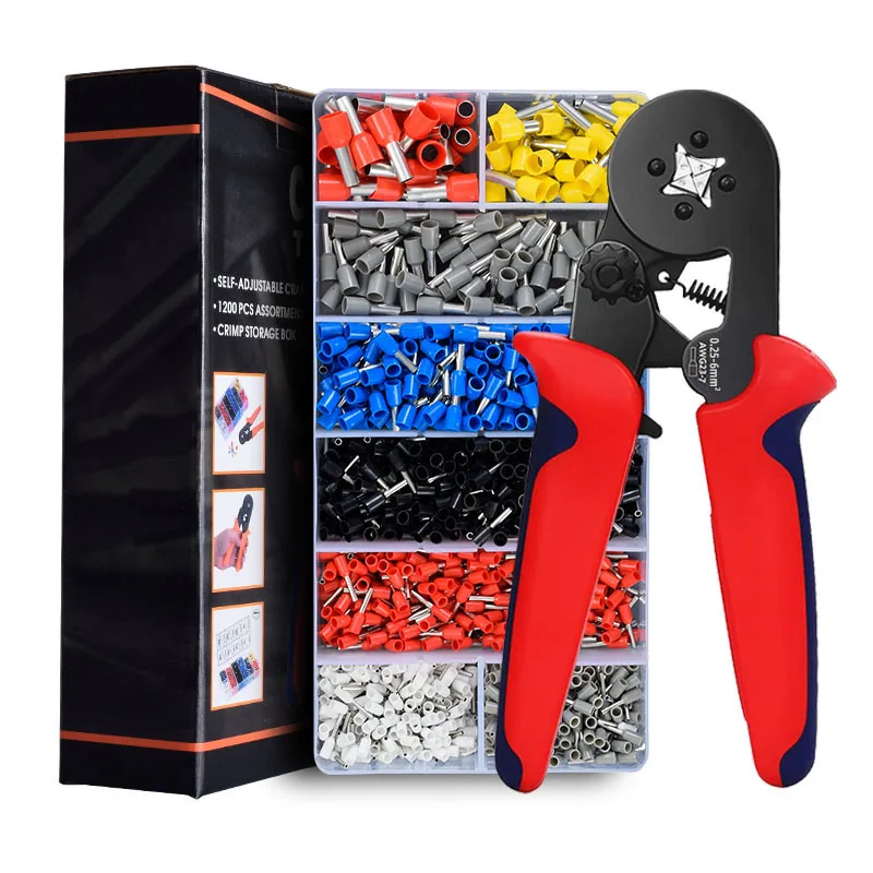 

Mini Crimping Pliers Kit 1200pcs Tubular Terminal Ferrule Crimper 0.25-10mm² Wire Connection Repair Electrical Kit Hand Tools