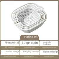 Multifunctional Plastic Kitchen Sink Strainer Basket Set Double Layer Fruit Vegetable Basket Six Piece Set Drain 4