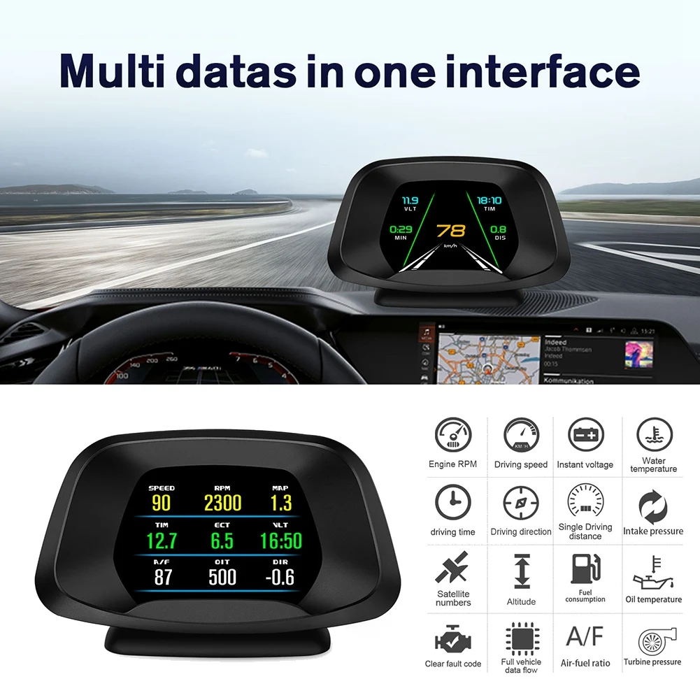 P19 HUD OBD2 GPS  ÷ Ʈ  ڵ ӵ,  溸,  ⸧ µ  ٱ