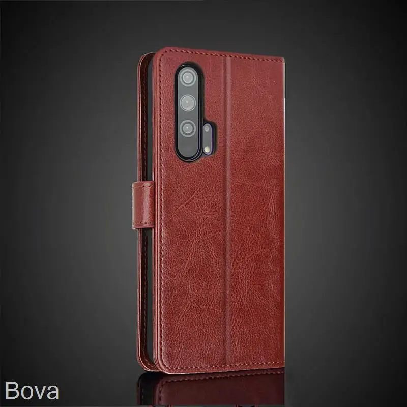 화웨이 아너 20 프로/아너 20 카드 홀더 커버 케이스, PU 가죽 플립 커버, 레트로 지갑 전화 가방 장착 케이스 비즈니스