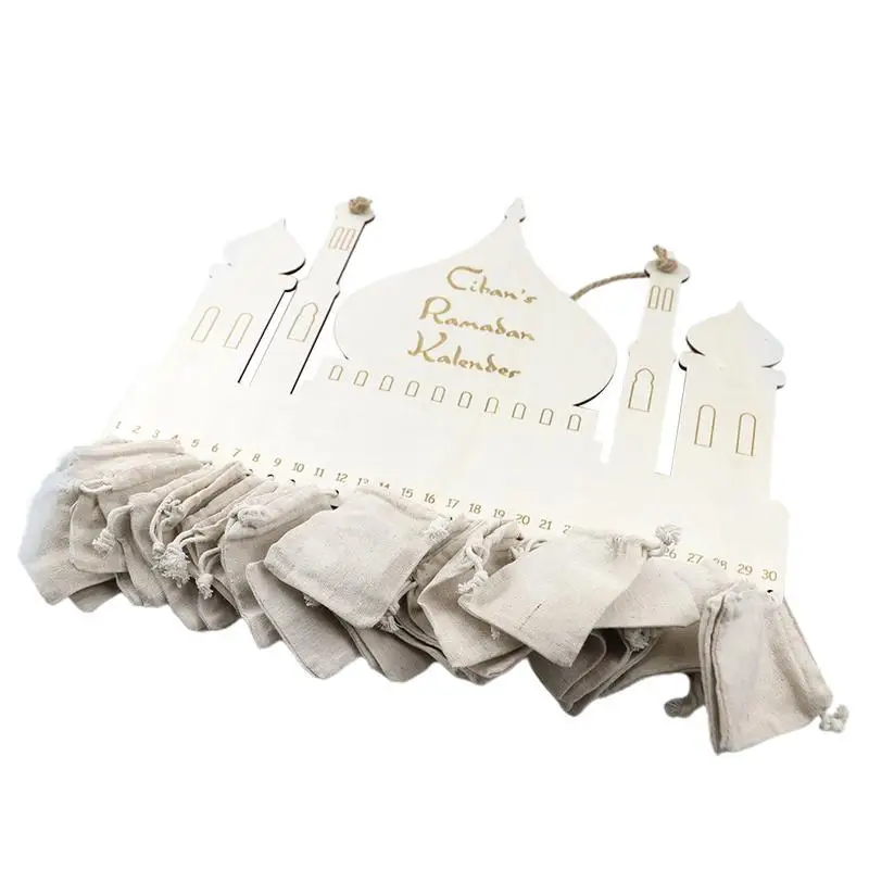 

Eid Party Decor Eid Countdown To EID Wood Calendar Castle Design Home DIY Decorations Crafts Party Supplies EID Shelf Pendant